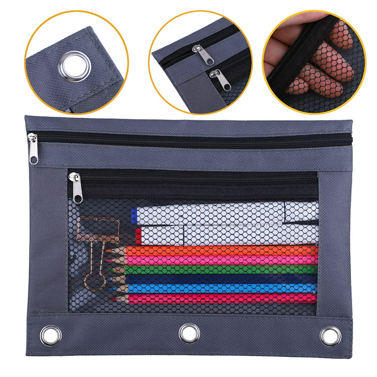AYCLIF Large Pencil Pouch for 3 Ring Binder, Mesh Zipper Pencil Case, Pen Bag Binder Pen Case, Small Cosmetic Bag Storage Container, Size: 9.8