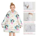 thumbnail image 6 of Fairy Tale Princess Pattern Blanket Hoodies for Kids 6-13YR Oversize Wearable Blanket Hoodies for Boys Girls Teens, 6 of 7