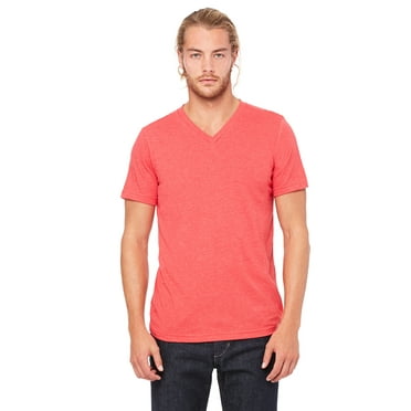 Bella   Canvas Unisex Jersey Short Sleeve V-Neck Tee , 3005CVC , Heather Red , Small