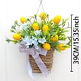 thumbnail image 6 of Door Hanger Basket Wreath with Artificial Flowers, Spring Summer Fake Flowers Hanging Baskets Wreaths for Front Door Porch, Farmhouse, Home Decor (Lemon), 6 of 12