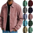thumbnail image 5 of Men's Minimalist Solid-Colored Casual Long-Sleeve Button Jacket, Army Green, L, 5 of 5