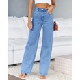 thumbnail image 3 of Women High Waisted Jeans Straight Leg Casual Denim Pants, 3 of 5