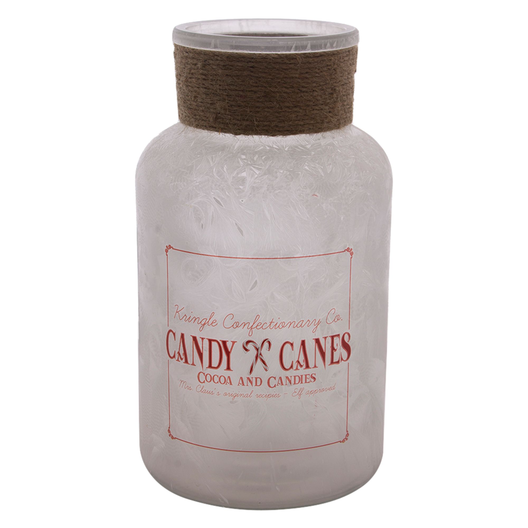 10.25" Tall Gray Jar with Candy Canes Design