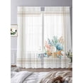 thumbnail image 3 of Coastal Starfish Sheer Curtains 96 Inch Length 2 Panels Set Window Treatments, Nautical Shells Coral Eucalyptus Stripes Rod Pocket Semi Curtains for Living Room/Bedroom/Kitchen Décor, 104"W x 96"L, 3 of 7