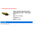 thumbnail image 2 of Engine Coolant Temperature Switch - Compatible with 1964 - 1968 Pontiac GTO 1965 1966 1967, 2 of 2