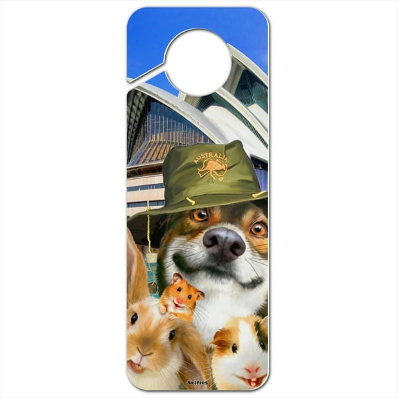 Sydney Opera House Australia Dog Rabbit Guinea Pig Plastic Door Knob Hanger Sign