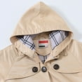 thumbnail image 6 of Gelikeya Kids Trench Coat Hooded Long Sleeve Jacket Notched Collar/Lapel Collar with Pocket Boys Girls Winter Clothing (Z01 Khaki & 11-12 Years), 6 of 8