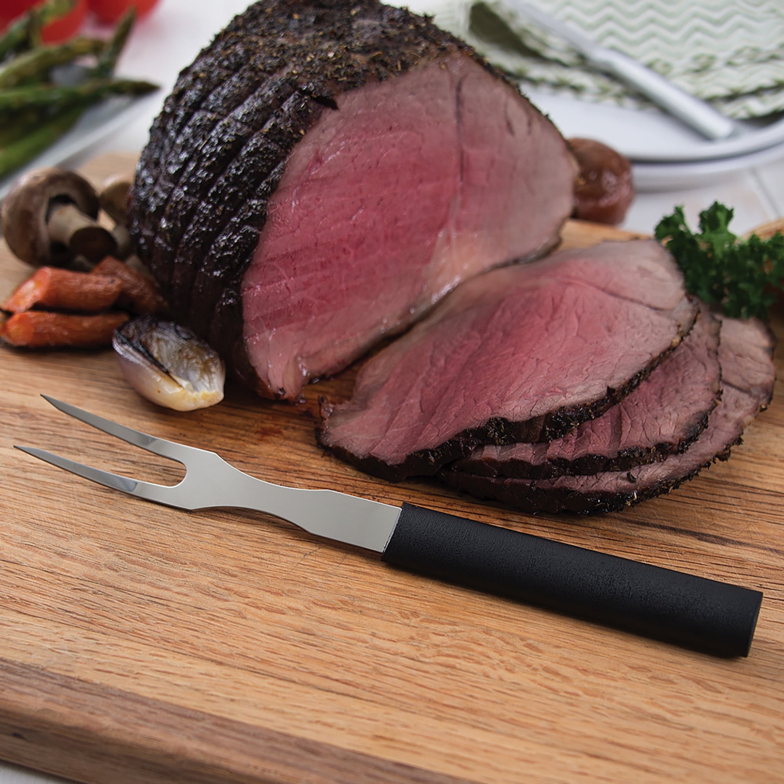 Rada 8 Piece Meat Lover's Set with Carving Set and Steak Knives, Black Handles
