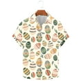 thumbnail image 2 of JURANMO Hawaiian shirt for Men Short Sleeve Button Down Blouse Easter Bunny Egg Print Beach Aloha Shirts Summer Vacation Tops White S Vacation Sales, 2 of 6