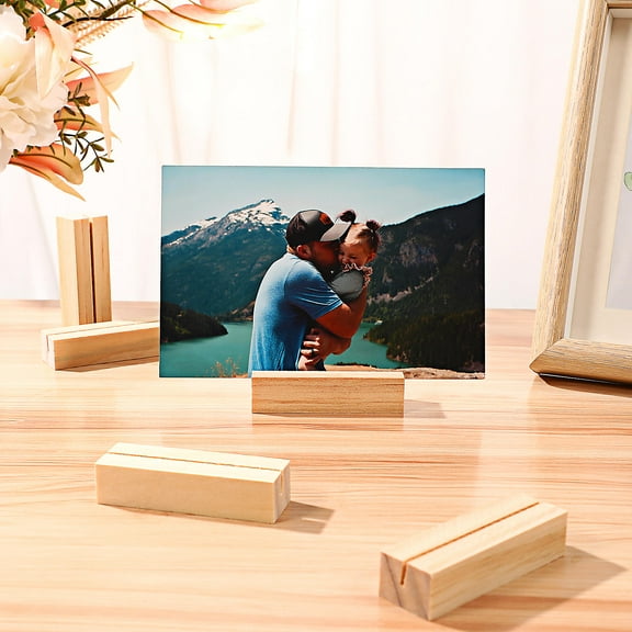 FESTFENDS 12Pcs Photo Holder Stand Wooden Place Card Holders for Living Room and Conference Room