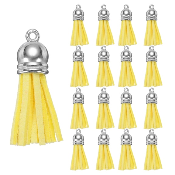 Unique Bargains Keychain Tassels Bulk Leather Tassels Yellow