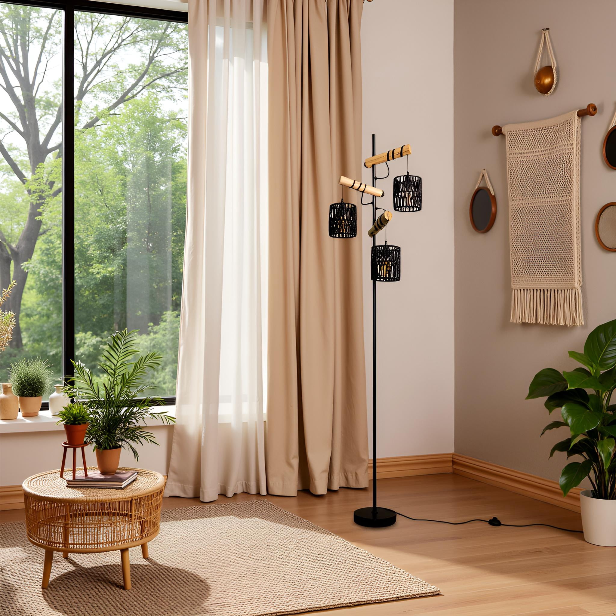 70" Floor Lamps for Living Room,Natural Shades, Tall Standing Lamp