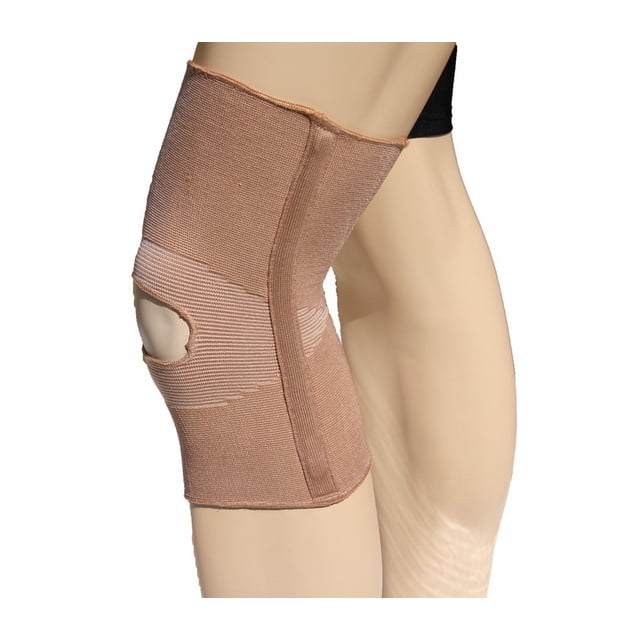 Alpha Medical Open Patella Compression Support Knee Brace Sleeve With Anti-Roll Support Stays – Knee Stabilizer – Knee Pain Relief (Medium Beige)