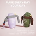 thumbnail image 4 of Sidagar 20 oz Ceramic Lined Insulated Tumbler with One-Touch Lid, Straw and Handle, Monday Slacking Club, Olive Green Brown, 4 of 10