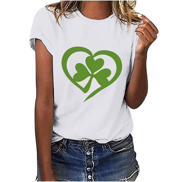 Womens St Patricks Day Irish Girl Shamrock Clover Heart T-Shirt Womens St Patricks Day Irish Girl Shamrock Clover Heart T-Shirt