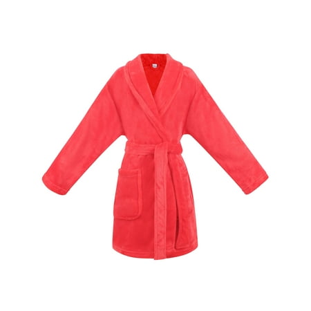 

Kids Robe Boys Girls Solid Flannel Sleep Robe Bathrobe Red M