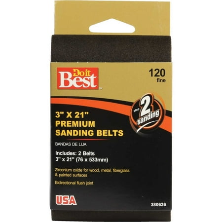 

Do it Best 3 In. x 21 In. 120 Grit Heavy-Duty Premium Sanding Belt (2-Pack)