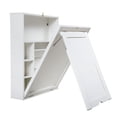 thumbnail image 2 of Modern Compact Wood Wall Mounted Folding Desk Cabinet Convertible Writing Desk For Home Office With Storage, White, 2 of 9