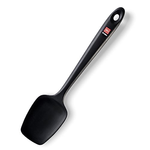 DI ORO Premium Seamless Black Silicone Spoon Spatula - BPA Free Pro-Grade Non-Stick 600ºF Heat-Resistant Rubber Spoonula - Best Silicone Kitchen Scraper Tool for Stirring, Scooping, and Mixing