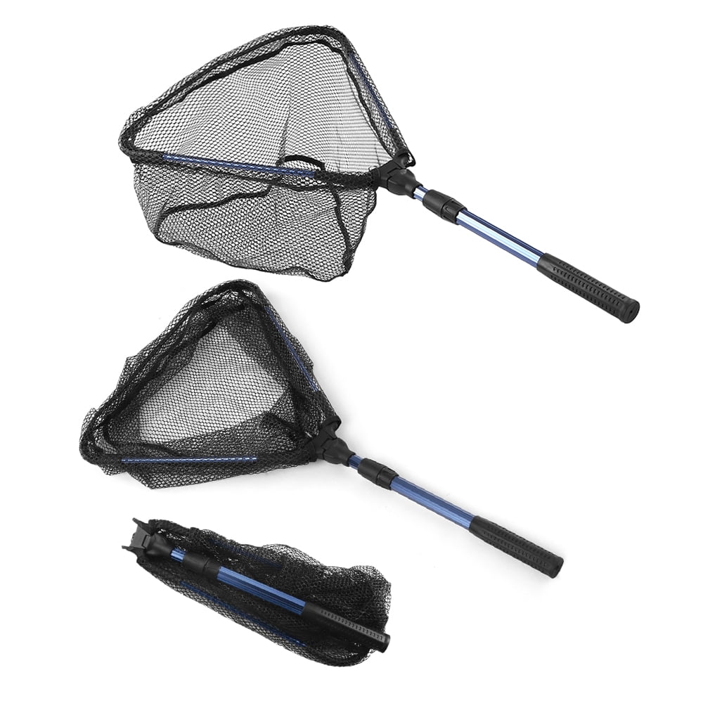 Foldable Fish Landing Net Collapsible Telescopic Aluminum Pole Handle