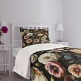 thumbnail image 4 of Ambesonne Boho Floral Quilted Bedspread Set 2 Pcs, Night Flowers Huddle, Twin Size, Olive Green Ivory Coral, 4 of 4