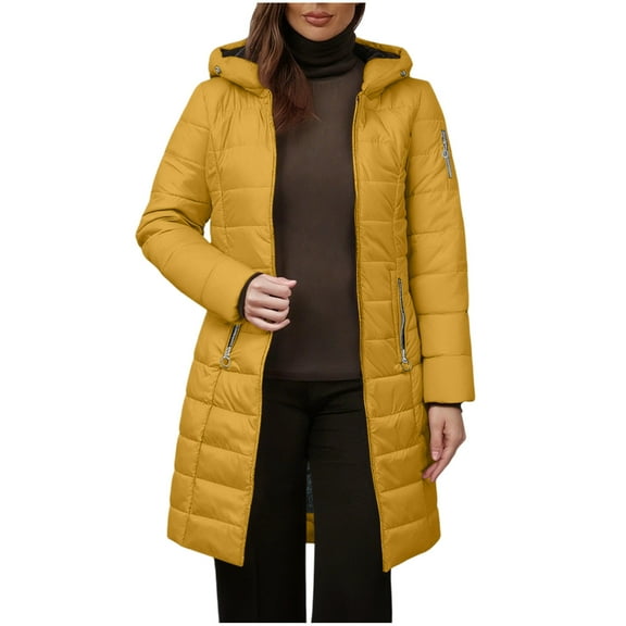 Yteetum Cotton Winter Coats for Women Oversize Waterproof Fleece Lined Thicken Puffer Hooded Jackets Parka Womens Casual Solid Loose Long Sleeve Windproof Warm Down Jacket Outwear Coat
