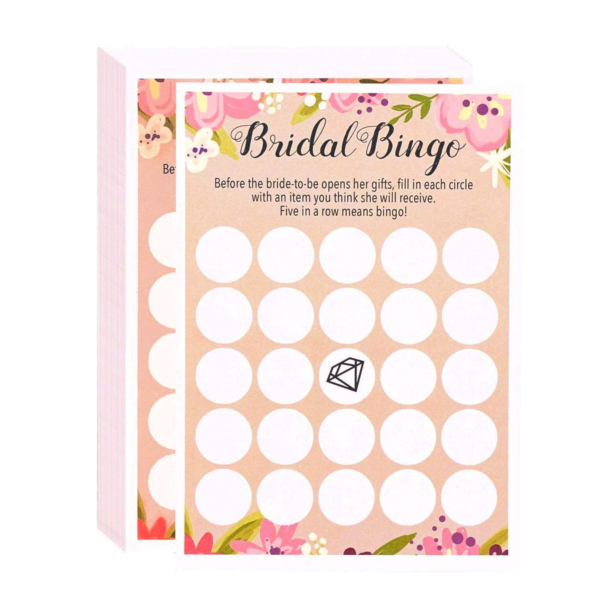 Floral Bridal Shower Games Bingo 50 Sheet Rustic Wedding Game