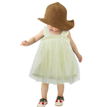 

Kids Baby Girls Layered Sleeveless Tulle Tutu Dress For Toddler Princess Suspenders Solid Summer Beach Dress Casual Clothes Girls Ballet Dress