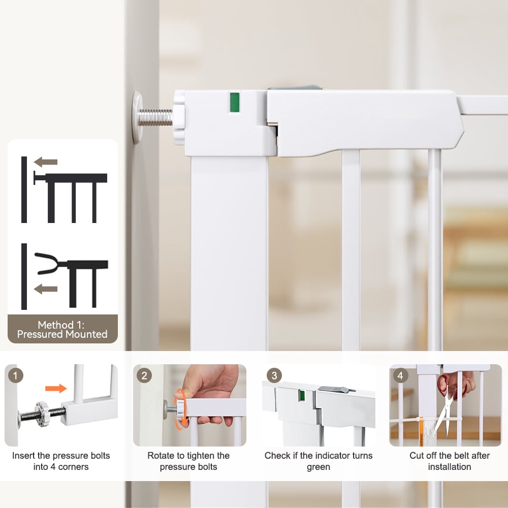 DOMIPET 29.5-51.6'' Extra Wide Pet Gate, 30''H Safety Doorway Gates Pressure Mounted,White