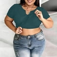 thumbnail image 2 of Plus Size Tees For Women V Neck Short Sleeve Built In Bra Pullover Tops Summer Casual Loose Basic T Shirts (XL, Navy), 2 of 7