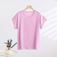 thumbnail image 2 of Womens Solid Color Cap Sleeve Blouses T-Shirt Casual Crew Neck Loose Fit Basic Shirts Tank Tops for Summer Purple, 2 of 5