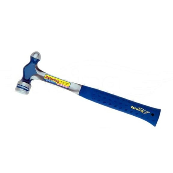 Ball Pein Hammer, Straight Blue Shock Reduction GripÂ® Handle, 11 in Overall L, 8 oz Steel Head