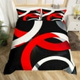 thumbnail image 2 of Erosebridal Red Circle Comforter Cover Twin,Geometric Stripes Bedding Twin Size,Round Lines Duvet Cover Twin,Ultra Soft Abstract Bedroom Decorative(No Comforter),Reversible,3pcs, 2 of 7