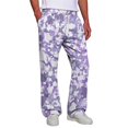 thumbnail image 4 of Men's Camo Cargo Pants Casual Elastic Drawstring Waist wide Leg Pants Lightweight Outdoor Hiking Relaxed Fit trousers with Multi Pockets Light Purple M, 4 of 7