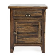 Jofran Artisans Craft Rustic Farmhouse Distressed Solid Wood Accent Table with One Door and Storage Drawer