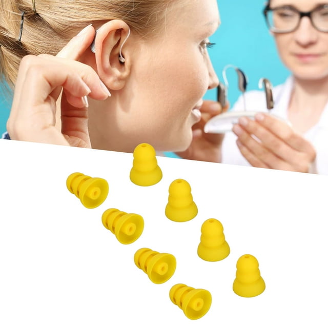 Soft Silicone Ear Tips, 8pcs 3 Layer Replacement BTE ITE Earplug Domes, Universal Design, Washable, Comfortable