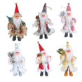 thumbnail image 2 of Muñeco de Papá Noel con cara americana, decoración para árbol de Navidad, tela a cuadros gris, estatuilla de Papá Noel para decoración del hogar de Navidad, 2 of 4