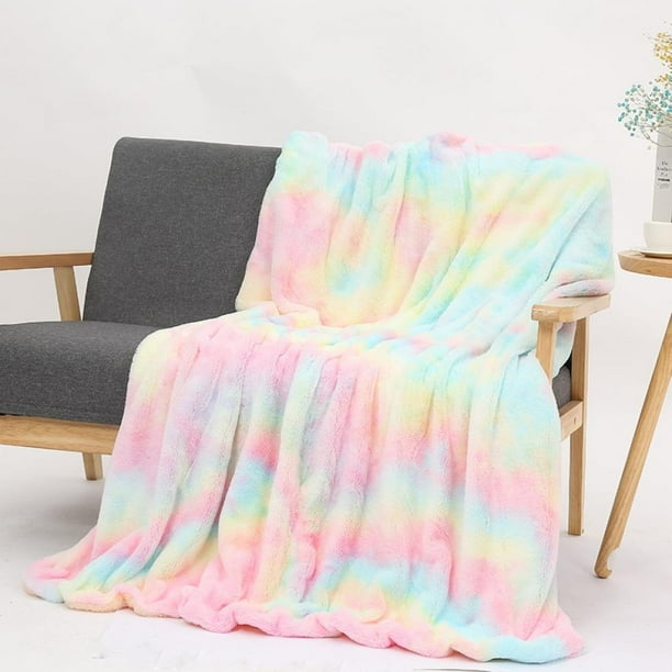 Colorful Throw Blanket Double Layer Rainbow Throw Blanket Super Soft Fuzzy Light Weight Luxurious Cozy Warm Microfiber Blanket For Bed Couch Living Room 63 79 Walmart Com Walmart Com