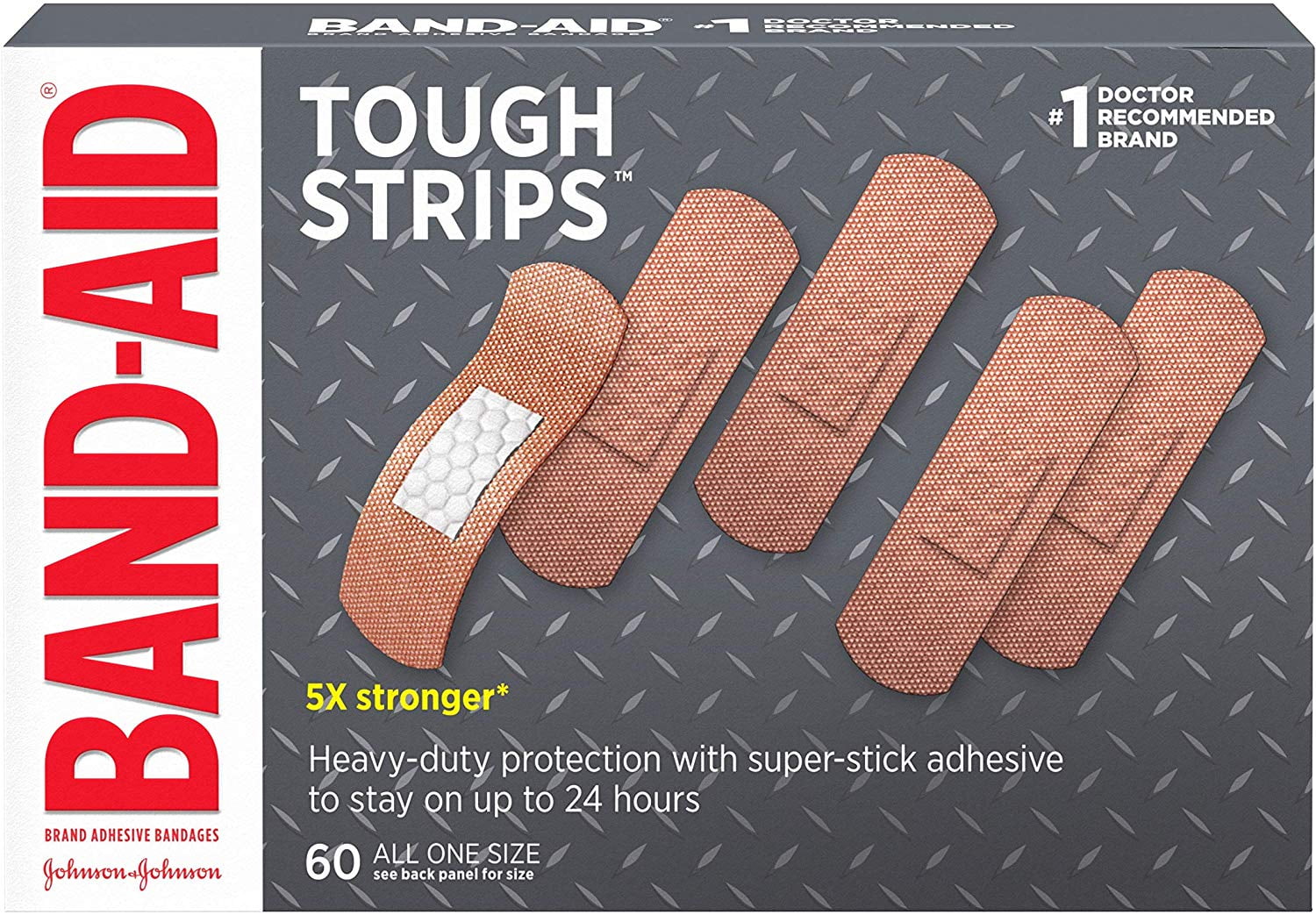 Band-Aid Brand Tough Strips Adhesive Bandage For Minor Cuts & Scrapes, All One Size, 60 Ct