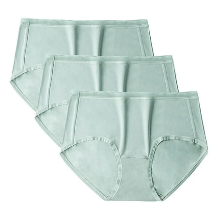 Summer Savings  Solid Color Women s Underwear  Cotton Grade  Comfortable Mid Waist  Breathable Bottom Pants  Waistband  Everyday Use  Seamless Design  Soft Fabric  Plus Size Tops | Green XL