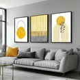 thumbnail image 2 of 3pcs of mustard yellow and gray geometric abstract art, modern floral art, living room, bar, home and dormitory wall decorations, frameless, 2 of 4