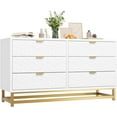 thumbnail image 6 of White 6 Drawer Dresser for Bedroom, 53.5” Large Dresser with Metal Legs, Modern Dresser Chest Organizer with Wide Storage, Chest of Drawers for Bedroom, Living Room, Entryway, 6 of 7