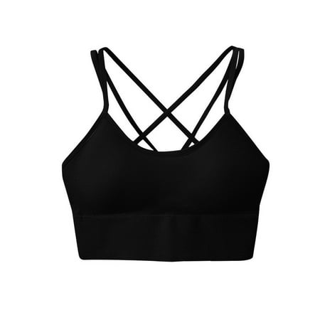 

Rewenti Sports Bra Women Seamless Sports Bra Wirefree Yoga Bra with Removable Pads Black 12(XXL)