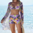thumbnail image 2 of Trajes de Baño de Bikini de Mujer con Correas Impresas V Sexy Split Set de Tres Piezas, Diseño de Corte Alto para la Piscina de Playa Y las Vacaciones de Verano, 2 of 9
