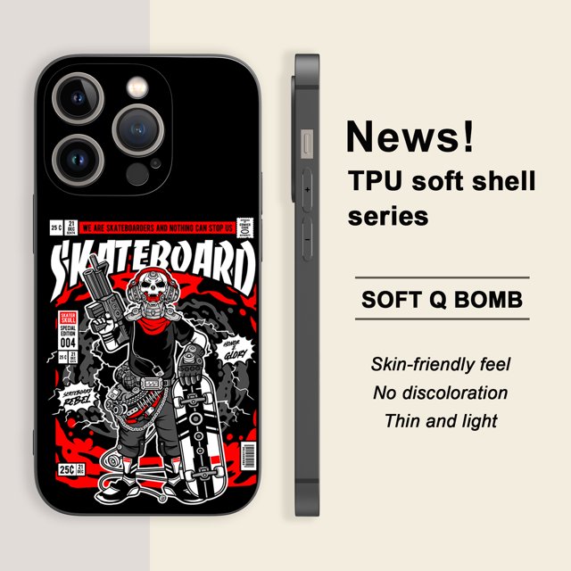 Proteja su teléfono con un toque de creatividad: funda plateada para teléfono de doble capa esmerilada con gráficos geniales para iPhone 15 Pro Max 14 13 12 Pro 11