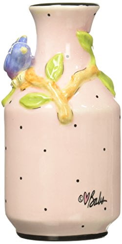 Blue Bird and Tree Branch 5.38, ATD SS-ATD-61547 5.38 Inch Pink Vase with Black Polka Dots
