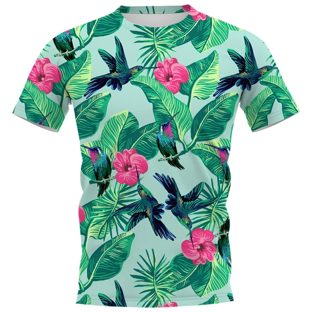 Mode Décontractée Hawaii Tropical Plantes T-Shirts Graphiques Hommes Été Loisirs Vacances Imprimé Col Rond Manches Courtes Surdimensionnées