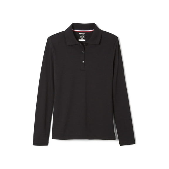 French Toast Girls School Uniform Long Sleeve Picot Collar Interlock Polo Shirt, Sizes 4-20 & Plus