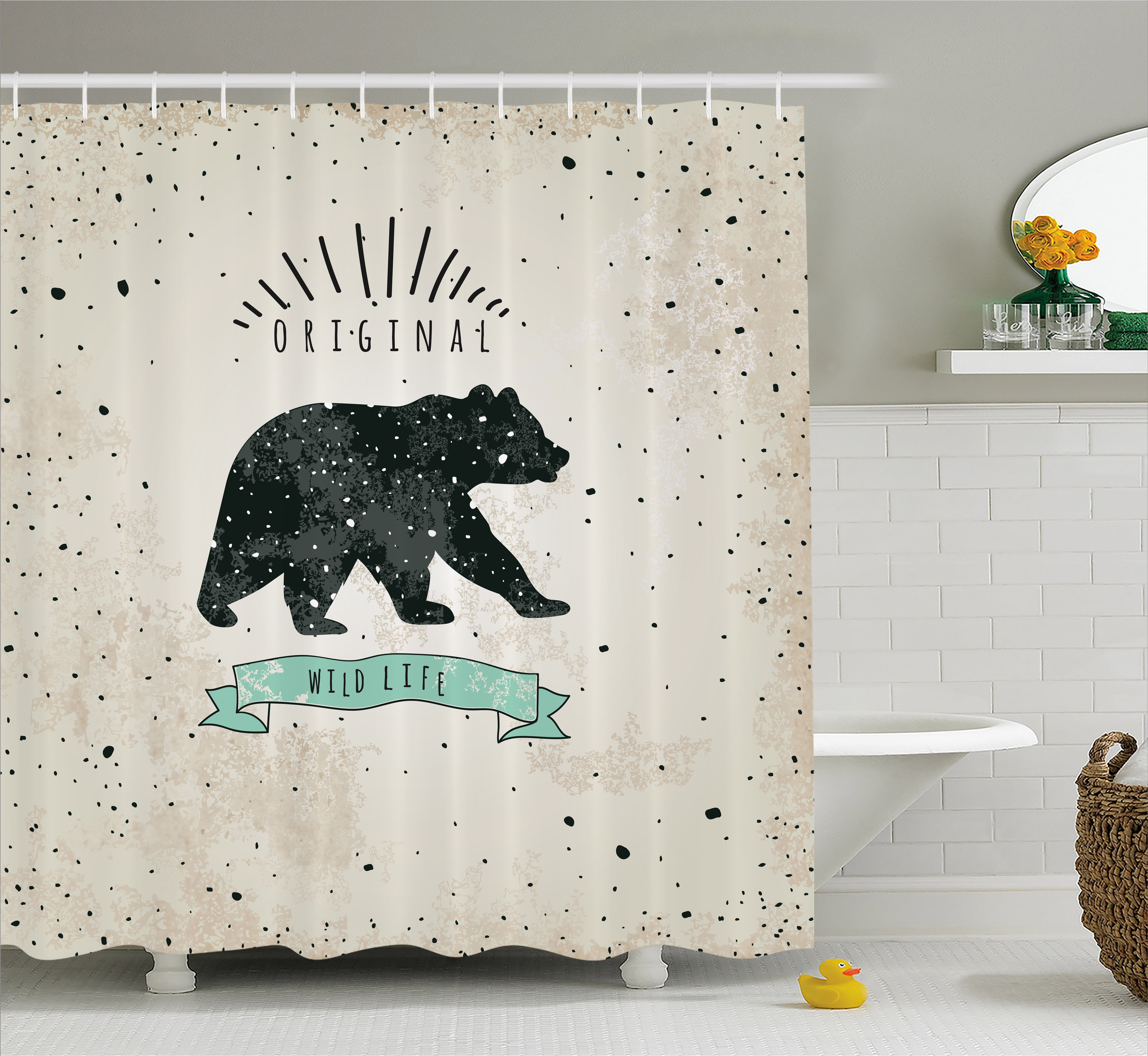 Shower Curtains Sleeping Black Bear Shower Curtain Waterproof