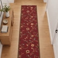 thumbnail image 2 of Ottomanson Extra Long Runner Rug 2'7" x 25' – Non-Slip Low Pile Hallway Carpet, Floral Red, 2 of 10